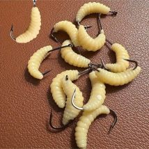 Rubber Maden Angelköder-Set mit Haken – vielseitige Madenköder für Barschforellen, Crappie Bluegill, ideal zum Süßwasserangeln