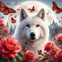 Ever shine Diamant Kunst Malerei Wolf Mosaik Hund Tier Bild von Strass Schmetterling Blume volle quadratische runde handgemachte Geschenk