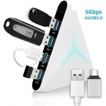 Docking station USB 3.0 a 4 porte Cavo da 39 pollici Hub USB 5 Gbps Luce LED Adattatore splitter USB e tipo C per tastiera PC portatile