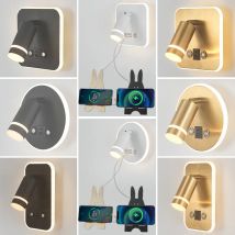 Hotel Bedroom USB Interface Wall Lamp Metal Body Acrylic Lampshade Spot Dimming Sconce Light Modern LED Rotatable Reading Lustre