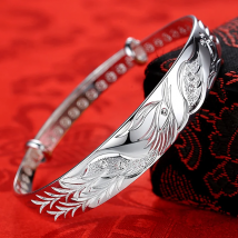 DOTEFFIL Luxury 925 Silver Noble Phoenix Bracelets Bangles for Women Fashion Party Wedding Jewelry Holiday Gifts Adjustable