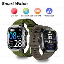 Militärische Smartwatch, 2,01 Zoll AMOLED-Bildschirm, für Männer und Frauen, Smartwatch, Bluetooth-Anruf, Gesundheitsmonitor, 100 + Sportmodi, IP68 wasserdicht