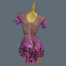Glitzerndes Pailletten-Latin-Kleid, Bühnenkleidung, Feiern, Geburtstag, Abschlussball, kurzes Kleid, Nachtclub, Bühnenaufführung, Tanzkostüm, Jinsique