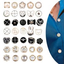 30PCS Perle Brosche Knöpfe Keine Nähen Abnehmbare Strass Brosche Pins Ersatz Sicherheit Taste Für Kleidung Hemd Kleid Pullover