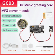 Scheda di Registrazione Vocale GC03, Modulo MP3 con Altoparlante e Connessione TYPE-C, per Biglietti di Auguri Creativi, Regali di Natale e Compleanno