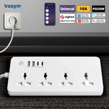 Universal Zigbee Smart Power Strip 16A Tuya Socket PD20W Fast Charging  APP Control Voice/Alexa/Google Home Compatible Timing
