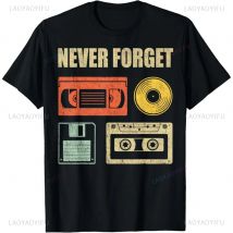 Never Forget Audio Kassette 70er 80er 90er Lustiges T-Shirt Lässige Mode Lose Streetwear Mann T-Shirt Kurzarm Vintage Damen T-Shirt