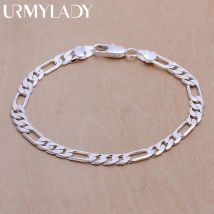 925 Sterling Silber Armband 6 mm Kette Hochzeit schönes Geschenk solide für Männer Frauen Schmuck Mode schönes Armband 20 cm 8 Zoll