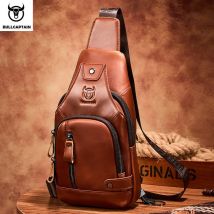 Borsa a tracolla da uomo Bullcaptain in pelle di grande capacità con porta USB per attività casual all'aperto