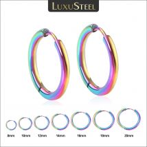 LUXUSTEEL 8/10/12/14/16/18/20mm colorato Huggie Hoops orecchini Clip per donna uomo Unisex cartilagine Piercing all'ingrosso 2 pezzi