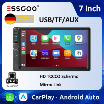 ESSGOO Autoradio da 7 pollici Carplay Android Auto 2 DIN AUX FM Bluetooth USB TF Touchscreen Mirror Link