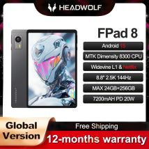 Headwolf FPad8/Titan 1 Tablet Android 15 da 8,8 pollici con display 2.5K a 144Hz, 24GB+256GB, batteria da 7200mAh, fotocamera 8MP+16MP, SIM 4G LTE, WiFi 6, GPS
