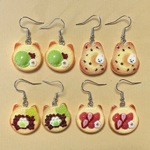 Resin Kitty Bunny Strawberry Toast Food Drop Earrings Cartoon Creative 3D Simulation Bear Cookies Fruit Pendant Eardrops Jewelry