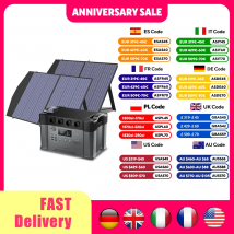Generator Solarny ALLPOWERS 2400W Ładowarka Akumulatorów, Gniazdo AC z Czystą Falą Sinusoidalną 110V/230V z 2×100W Przenośnymi Panelami Solarnymi do Użytku Zewnętrznego