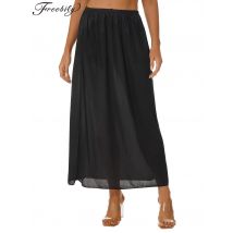 Frauen einfarbig Half Slip Unterrock elastische Taille Innenfutter für Midi Rock langen Unterrock für Damen weiß/schwarz/gelb