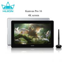 Huion Kamvas Pro 16 Tavoletta grafica 4K Monitor Schermo da 15,6 pollici Tavoletta grafica digitale in vetro antiriflesso Display con penna sRGB al 120%