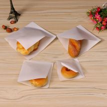100Pcs Oil Proof White Paper Bag Sandwich Donut Disposable Takeaway Food Coated Greaseproof Fried Chicken Burger Packing