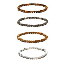 Simple Style 4mm Beads Strand Bracelet For Men Natural Tiger Eyes Map Obsidian Stone Braslet Meditation Yoga Hand Accessories
