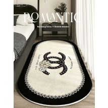 VIKAMA French Chanel-style Faux Cashmere Carpet, Dirt-resistant Bedside Blanket, Light Luxury and High-end Feel, Anti-slip Pad