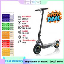 Scooter elettrico RCB R19, 25 km/h, motore da 400 W, 11,4 Ah, pneumatici pieni da 10'', carico massimo 120 kg, 3 impostazioni di velocità, scooter elettrico pieghevole,  doppio ammortizzatore, scooter