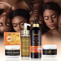 AILKE Kit per la cura della pelle al collagene 5 in 1, ripristino dell'elasticità della pelle, pelle liscia, illumina, uniforme il tono della pelle, per il viso e il corpo