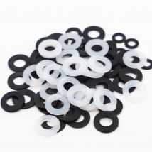 50/100 x M2 M2.5 M3 M4 M5 M6 M8 M10 M12 Bianco Nero Plastica Nylon Piatto Rondella Aereo Distanziatore Isolante Guarnizione Anello Per Vite bullone