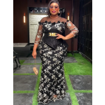 Plus Size African Party Long Dresses for Women 2026 New Luxury Embroidery Sequin Robe Elegant Turkey Muslim Wedding Evening Gown