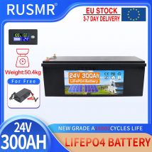 24V 300Ah 7680Wh Deep-Cycle LiFePO4-Batterie mit 100A BMS, 12V 350Ah Perfekt für Solar-/Energiespeichersysteme, Marine, Notstromversorgung