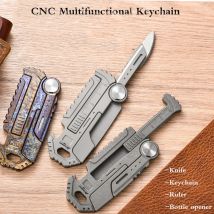 Cnc titan legierung schlüssel bund klappmesser multi flaschen öffner anhänger lineal tasche schäl messer outdoor edc selbstverteidigung werkzeug