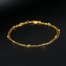 Zwei Stränge Echt 18k Gelb Gold Kette Armband, Rose Gold Au750 Charme Armband Für Frauen Hochzeit Geschenk