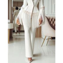 Frauen Casual Hose Formale Einfarbig Hohe Taille Gerade Bein Hosen Büro Dame Vintage Mode Hosen Capris