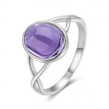 925 Sterling Silver Natural Stone Rings With Amethyst Simple Oval Ring 8*10mm Fine Jewelry Purple Rings For Women