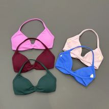 Sports Strappy Bra Gym Top Women High Support Thin Strap Seamless Halter Sports Bras Scrunch Workout Yoga Underwear With Pads