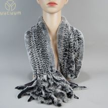 2025 New Winter Women Real Rex Rabbit Fur Tassel Scarves Ladies Warm Natural Rex Rabbit Fur Muffler Girls Knitted Real Fur Scarf