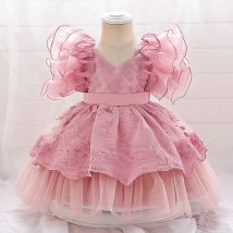 Puffy Tüll Baby 1-jähriges Geburtstags-Taufkleid für Mädchen, Kostüm für Neugeborene, Taufkleid, Baby-Mädchen, Prinzessin, Partykleider, 0–2 Jahre