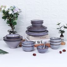 LingAo-Kiln Wickelgeschirr-Set aus Keramik, Schüssel und Schüssel, Grau, Lila, Vintage