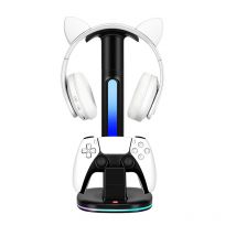 Stojak z wyświetlaczem LED na kontroler PS5 i stacja ładująca do słuchawek, akcesoria do stojaka na gamepad i słuchawki Playstation 5