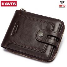 Echt leder Herren Geldbörse männlich RFID Blocking Karten halter mit ID Fenster Multifunktions-Aufbewahrung tasche Münz geldbörse Hasp Geldsack