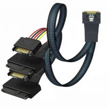 0.8M PCI-E Slimline LP Low profile SFF-8654 8I 74P to 2X SFF-8639 U.2 U2 with 15P SATA power NVME for SSD Cable