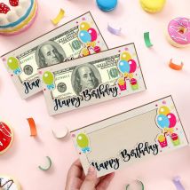 1 x Geldhalter aus Holz für Bargeldgeschenke, einzigartiges personalisiertes Geschenk, Geldhalter, alles Gute zum Geburtstag, Design mit Luftballons für die Schreibtischdekoration