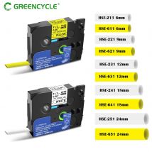 GREENCYCLE 6/9/12mm nastro termoretraibile compatibile per Brother HSE-211 221 231 621 per etichettatrice per stampante P-Touch
