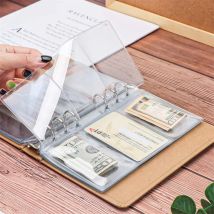 Borsa per archiviazione documenti per notebook con borsa a fogli mobili bifacciale in PVC trasparente A6