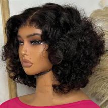 Parrucca Bob pre tagliata senza colla Parrucche Glueless dell'onda del corpo Capelli umani brasiliani pronti da indossare Parrucca frontale in pizzo 13x6 HD per le donne Prepizzicate