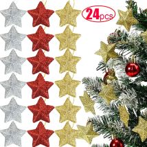 6/12/24PCS Weihnachten Stern Anhänger Ornamente Gold Glitter fünfzackigen Stern Weihnachten Baum Hängen Hause navidad Decor Neue Jahr Geschenke