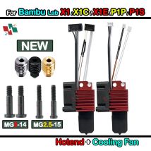 Upgrade Bambu Lab P1P/P1S Hardened Brass Copper Nozzle 0.2/0.4/0.6/0.8mm Metal Hotend With Cooling Fan For X1/X1C 3D Printer