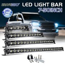 Braveway 20 pollici 26 pollici 32 pollici 44 pollici 50 pollici 6D 120W Barra luminosa a LED ultra sottile a fila singola 6500K 12V 24V Spot Flood Combo Offroad