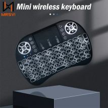 Mini teclado inalámbrico I8, retroiluminado en 7 colores, ruso, francés, español, portugués, árabe, 2,4G, Air Mouse remoto para Android TV Box PC