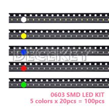 100 Stück 0603 SMD LED-Leuchtdiodenperle Blau Rot Gelb Grün Warmweiß Orange UV Rosa PLR SMD LEDs