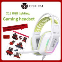 ONIKUMA X13 Cuffie over-ear Cuffie da gioco Auricolari con cancellazione cablata Orecchie di gatto rosa Luce RGB con microfono per PC PS4