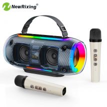 NewRixing Karaoke-Maschine mit 2 Mikrofonen, tragbarer Outdoor-Lautsprecher, für Erwachsene und Kinder, 30 W laut, 4000 mAh, RBG-Licht, für BT/USB/TF/AUX